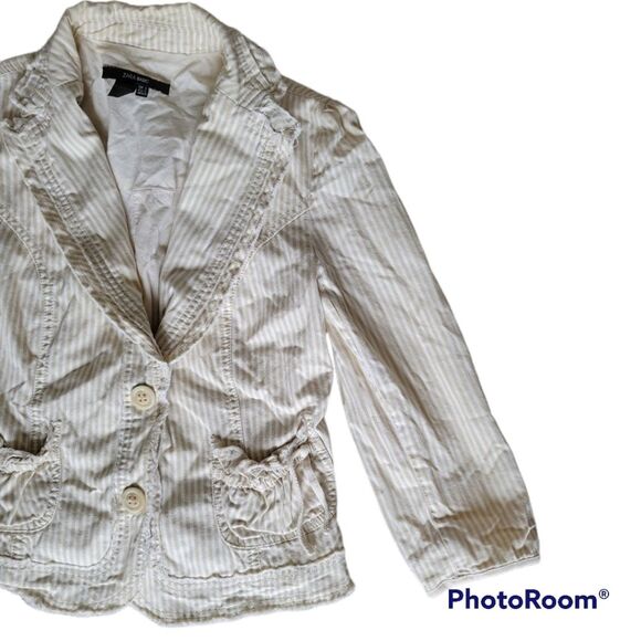 ZARA BASIC CREAM&WHITE STRIPE BLAZER JACKET - 5 - Picture 1 of 6